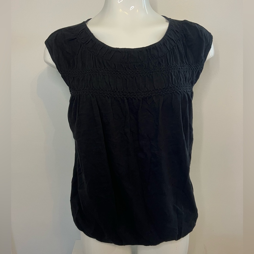 Women’s Lightweight Black Sleeveless Blouse w/ Elastic Bottom by Loft Size Small